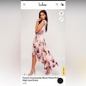 Lulu’s French Countryside Blush Floral Print High Low Dress